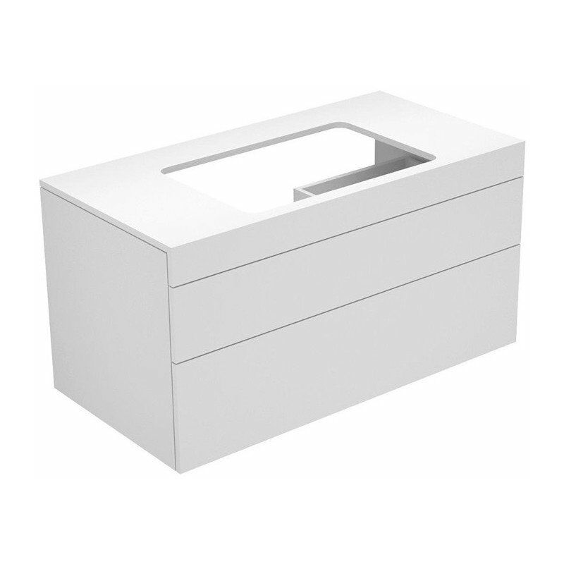 

Keuco - Mueble de baño EDITION 400 1050 x 546 x 535 mm, sin orificio para grifería blanco brillo intenso, vidrio titanio transparente