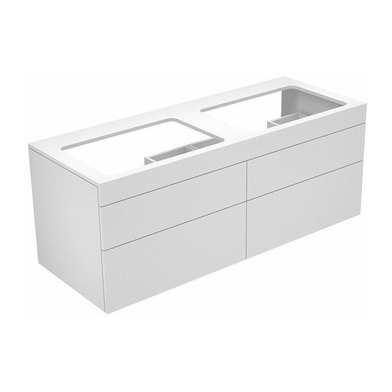 

Keuco - Mueble de baño EDITION 400 1400 x 546 x 535 mm, sin orificio para grifería blanco, vidrio, titanio mate