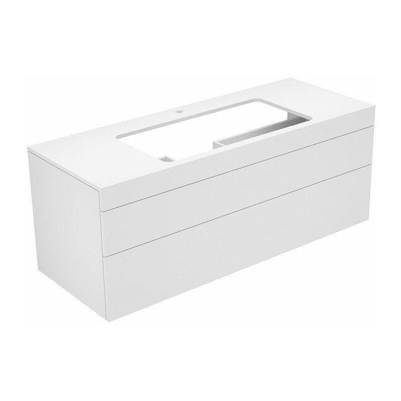

Keuco - Mueble de baño EDITION 400 1400 x 546 x 535 mm, con orificio para grifería blanco, vidrio de titanio transparente