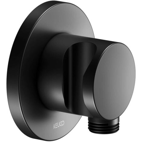 Keuco IXMO - Codo de ducha con soporte, negro mate 59592370001