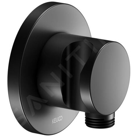 Keuco IXMO - Coude de raccordement de douche avec support, noir mat 59592370001