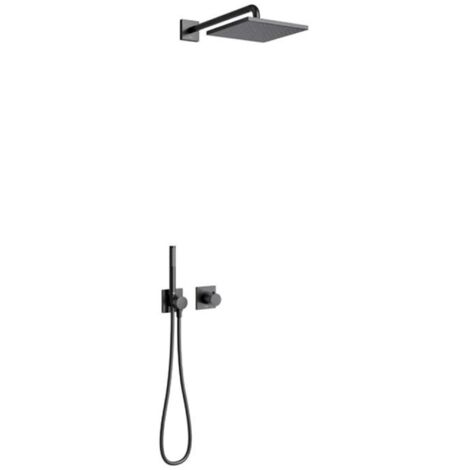Keuco IXMO - Set de douche avec thermostat à encastrer, 25 x 25 cm, noir mat 59602370002