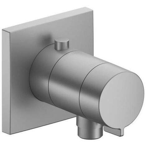 Keuco IXMO solo Mitigeur thermostatique 59554, avec raccord de flexible UP DN 15, rosace carrée, Coloris: finition aluminium - 59554170002