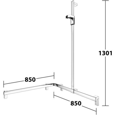 Keuco KE Duschhandlauf AXESS 35015, Br.stg. r. 850/850/1301mm verchr., 35015010101