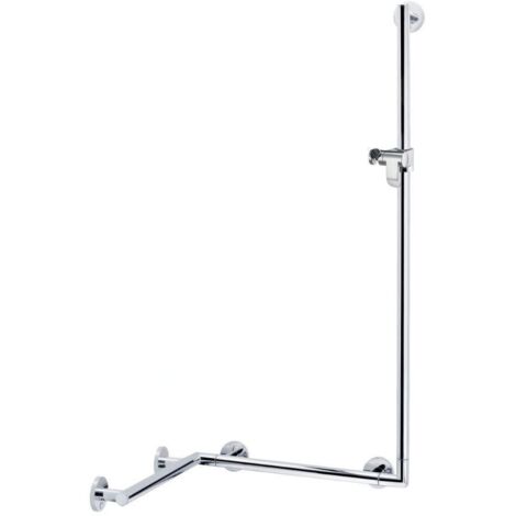 Keuco Plan Care - Barre de maintien avec barre de douche, 60x68 cm, d'angle, chromée 34908014411