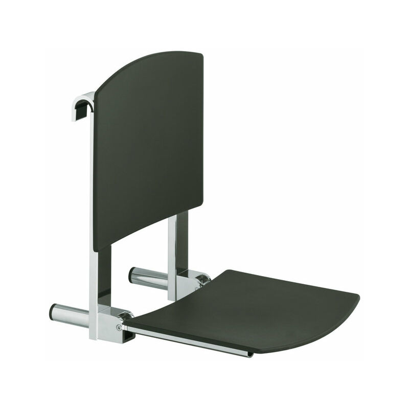 

Keuco Plan Care Asiento plegable 34981, con respaldo para colgar, color: cromado/negro-gris - 34981010037