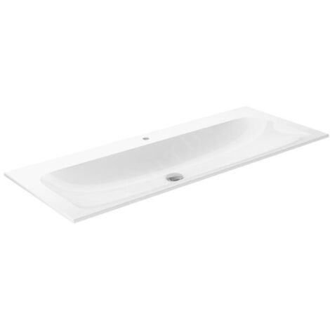 Keuco Plan - Lavabo 1208x494 mm, trop-plein caché, trou pour robinetterie, CleanPlus, blanc 32980311201