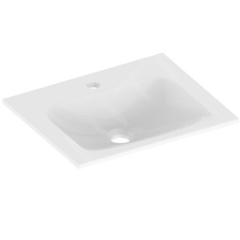 Keuco Plan - Lavabo 465x383 mm, trop-plein caché, trou de la robinetterie, CleanPlus, blanc 32930314601