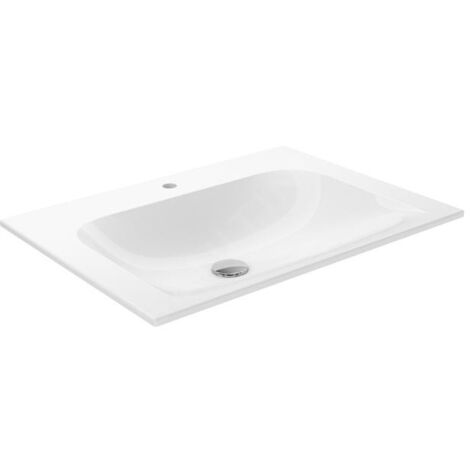 Keuco Plan - Lavabo 655x494 mm, trop-plein caché, trou pour robinetterie, CleanPlus, blanc 32950316501