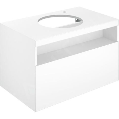 Keuco Stageline - Meuble sous lavabo, 800x550x490 mm, avec découpe pour lavabo et robinetterie à droite, blanc 32865300000