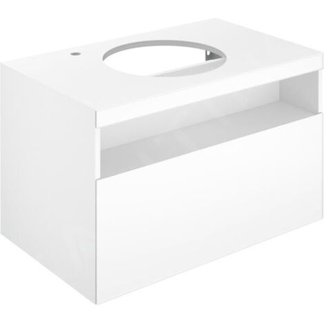 Keuco Stageline - Meuble sous lavabo, 800x550x490 mm, avec découpe pour lavabo et robinetterie à gauche, blanc 32864300000