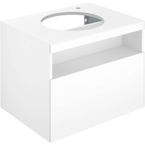 Keuco Stageline - Mobiletto sottolavabo, 65x55x49 cm, con foro per lavabo e miscelatore a dx, bianco 32855300000