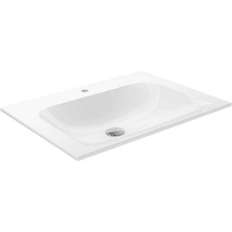 KEUCO X-LINE Einbauwaschtisch aus Keramik, 655x17x494mm, mit 1
