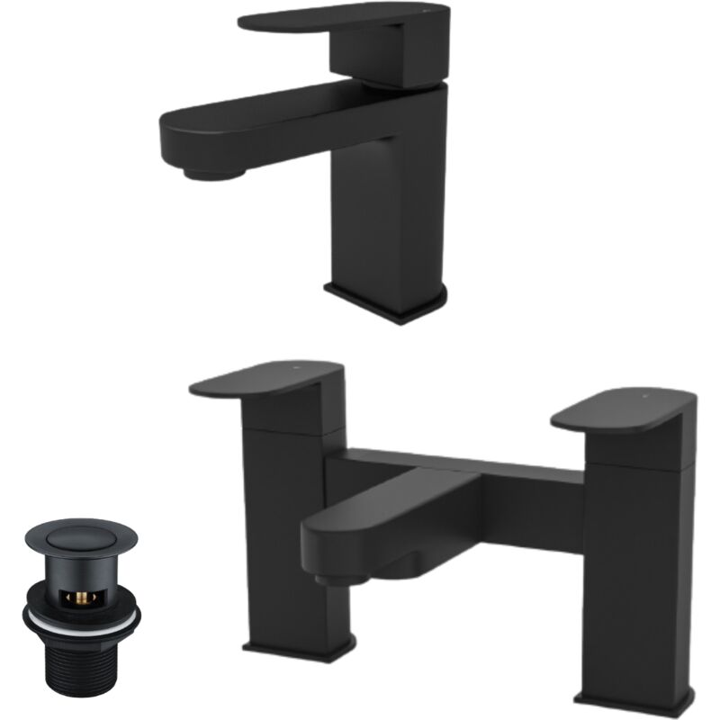Nes Home - Kevon Mono Basin Mixer, Bath Filler & Waste Matte Black