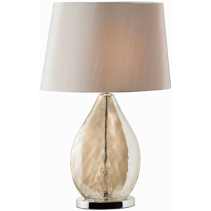 Kew - Table Lamp Gold Effect, Glass, Mink Silk Effect, E27 - Endon