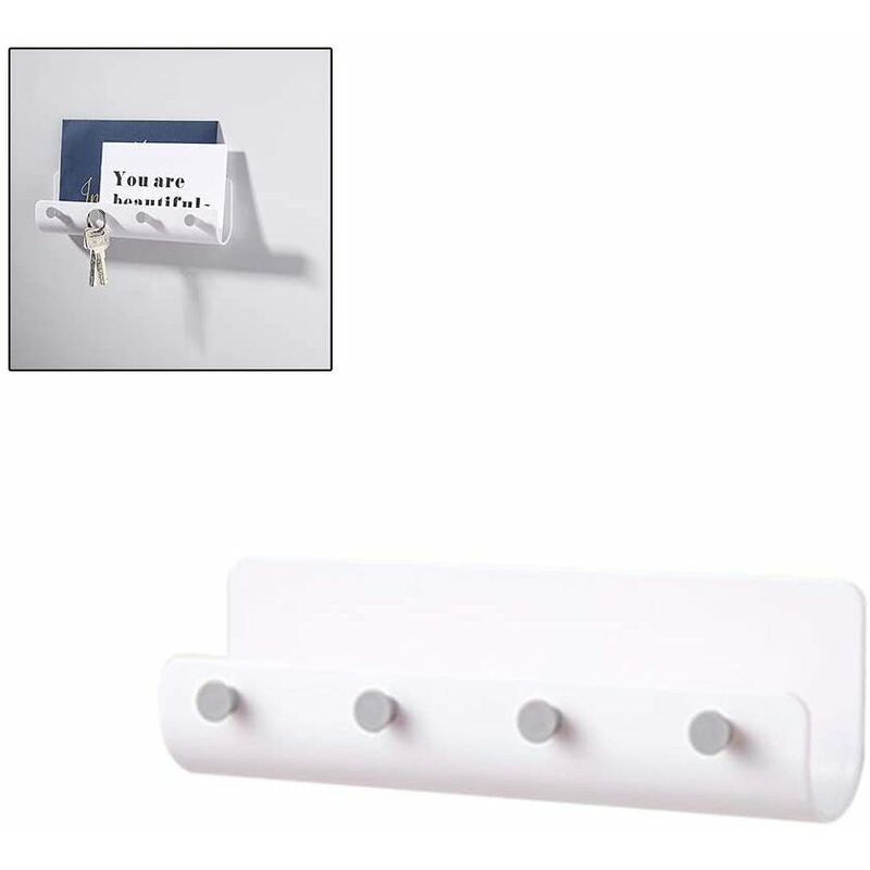 Key Board Wall Storage Shelf - u Shaped Hook Small Key Board Self Adhesive abs Wall Hooks for Keys, Scarfs, Bobbin Jackets, Hats.