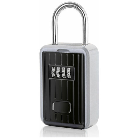 Key Box-4-Digit Safe Security Outdoor Storage Key Box Holder Door Hanging Combination Lock 18.58.34.15cm (Noir)，
