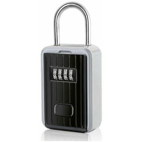 Key Box-4-Digit Safe Security Outdoor Storage Key Box Holder Door Hanging Combination Lock 18.58.34.15cm (Noir)，Fonepro