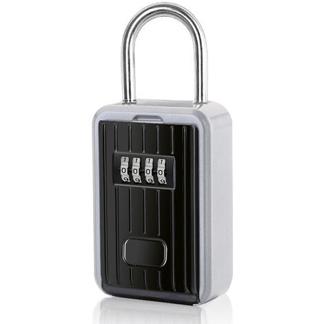 Key Box-4-Digit Safe Security Outdoor Storage Key Box Holder Door Hanging Combination Lock 18.5X8.3X4.15cm (Noir)，Fonepro