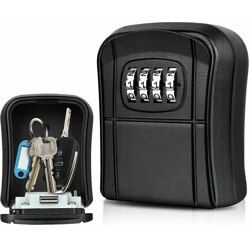 Image of Key Box a parete Mini Key Safe Key Box esterno con codice numerico a 4 cifre resettabile Portachiavi impermeabile per casa, scuola, ufficio,