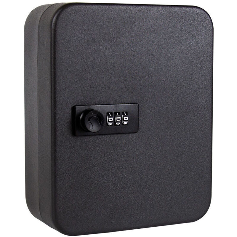 Gotrays - Key Cabinet for 20 Keys, Combination Lock, Wall Mounted, 20 x 16 x 7.5 cm, Black, one piece, Fonepro,