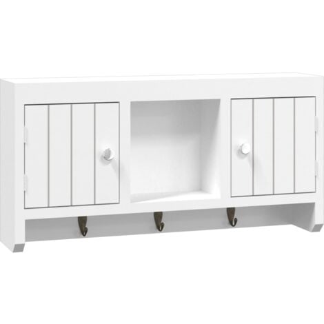 Key Cabinet White 40x8.5x20 cm Engineered Wood&Steel vidaXL