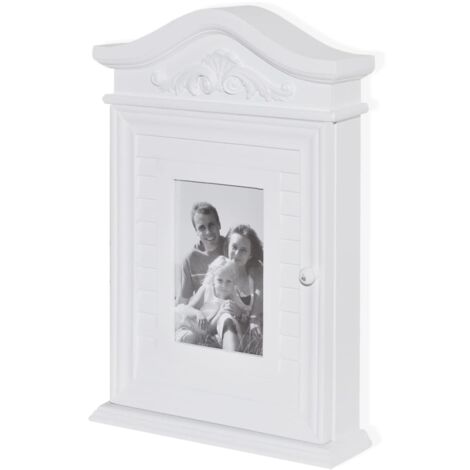 Key Cabinet with Photo Frame White vidaXL