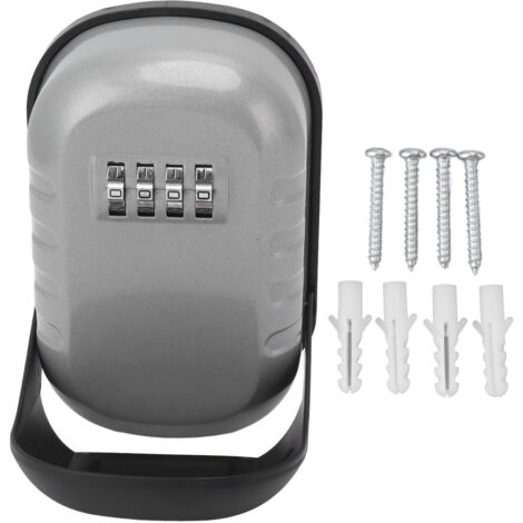 Key Lock Box Safe Security Wall Mounted Waterproof Password Combination Lock Storage Box for House Key Flash Silver