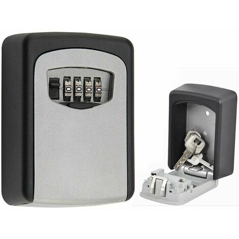 Key Lock with 4-Digit Combination Lock Outdoor Wall Mounted Safe Key Box Resettable Code Waterproof Combination Key Lock Box with Lock Waterproof Cover for House Spare Keys Business Garage