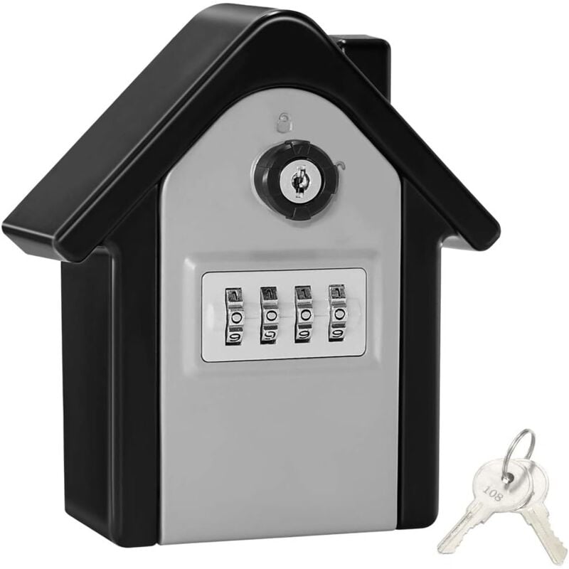 Wall Mounted Secure Key Box, Key Box with Digital Code and Emergency Keys, Large xl Key Safe, Outdoor Key Box for Home, Office, Factory, Garages