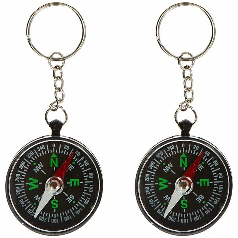 Keychain Compass Mini Compass Hiking Compass Pocket Compass Portable Compass Camping Compass Kids Compass Hiking/Travel/Camping/Navigation 2pcs Black