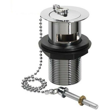 KeyPlumb Bathroom Plug Hole and Chain Basin Sink Metal Slotted Waste Chrome