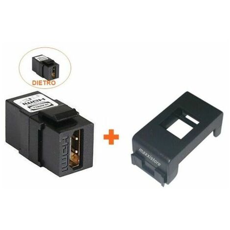 Keystone presa HDMI da incasso femmina-femmina compatibile Gewiss System nera