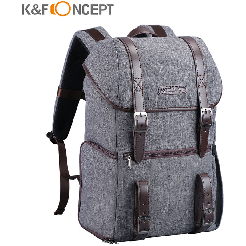 

K&f Concept - Mochila para camara de gran capacidad, bolsa de almacenamiento de fotografia para camara SLR DSLR, portatil, gris, Gris