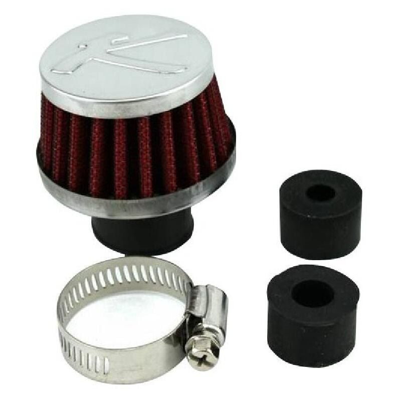 Bratex - KF02CH - Filtre de Reniflard - Chrome Rouge - 9mm 12mm et 25mm