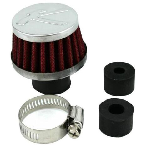 KF02CH - Filtre de Reniflard - Chrome Rouge - 9mm 12mm et 25mm