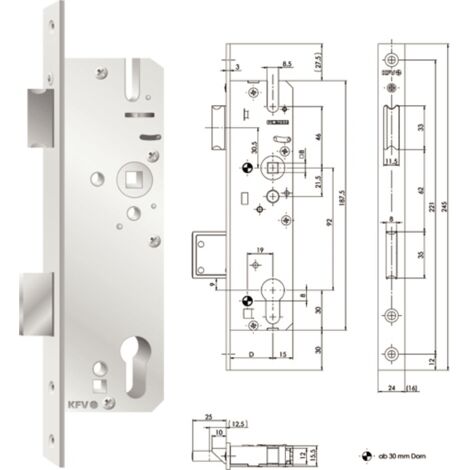 KFV Rohrrahmenschloss 59 PZW Nuss 10 mm DM 40 mm DIN 92 U-Stulp Edelstahl