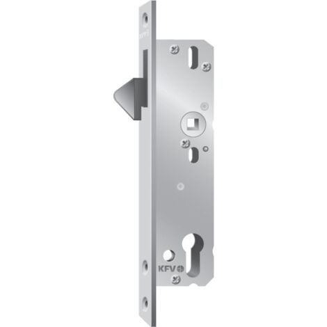 KFV Schiebetürschloss mit Hakenfalle, PZW, DM 30mm, Nuss 8 mm, 92mm, silb.vzkt