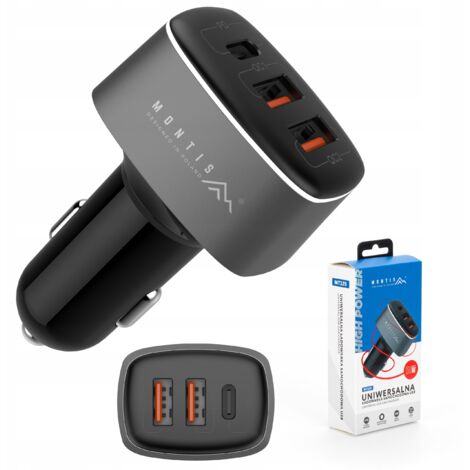 KFZ-LADEGERÄT FÜR TELEFON 3x EINGÄNGE (2xUSB 1x C) 56W PD QC3 3A 12V