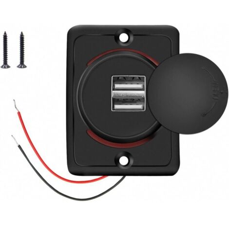 Kfz-USB-Ladegerät, 3,1 A 12 V/24 V USB-Bedienfeld, Doppel-Ladeanschluss, 2 Adapteranschlüsse, für Auto, Boot, Wohnmobil, LKW, SUV, Motorrad (1 Stück)