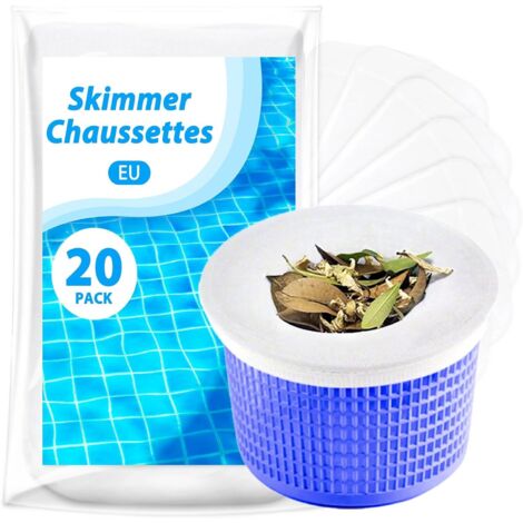 KGC 20-teiliges Set Poolskimmer-Socken, waschbare und wiederverwendbare Skimmer-Socken für Skimmerkörbe, elastischer Nylon-Poolskimmer-Vorfilter (geeignet für Filter von 7 bis 19 cm)