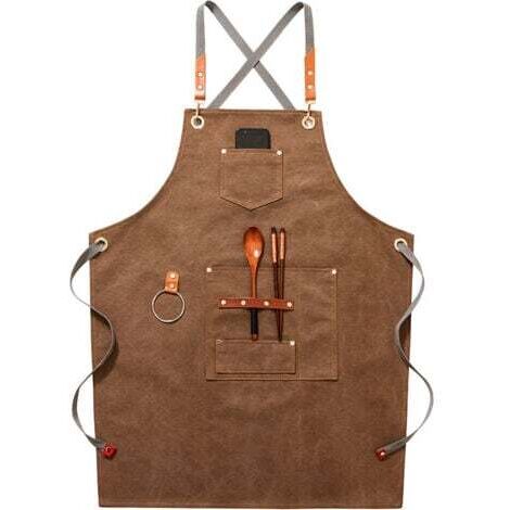 (Khaki) Hochwertige Cowboy-Schürze mit Taschen für Friseure, Maler, Gärtner, Haarstylisten für Damen und Herren