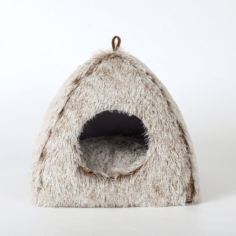 (Khakifarben) 1 Stück Katzennest-Donut-Katzenbett-Spielzeug für Katzen, geeignet für Haus- und Außenkatzen, Winterkatzenhaus