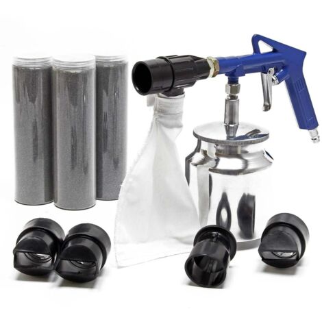 Ki Pistolet de sablage air comprimé Sableuse avec matériau et accessoires Gicleurs grenaille Atelier