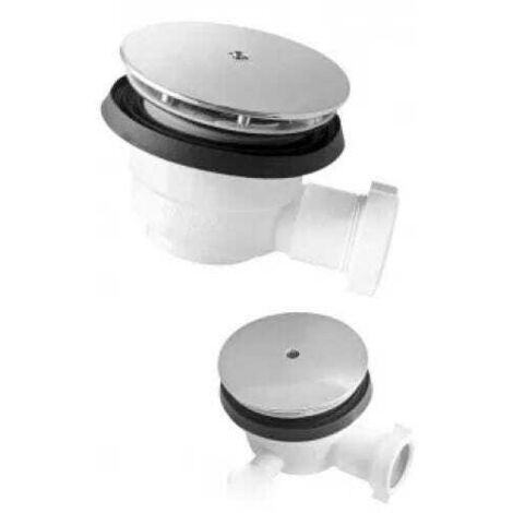 Kiamami Valentina – Bonde de douche 90 mm – ABS chromé – Tuyau de 50 mm inclus – Installation rapide pour receveurs plats