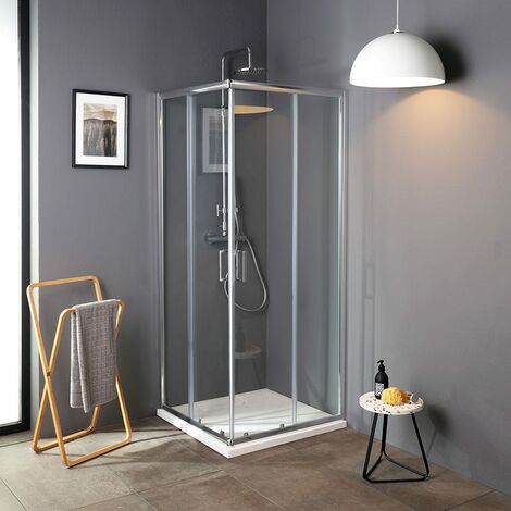 Kiamami Valentina – Cabine de douche carrée 80x80 cm – Verre trempé 4 mm – Profilés en aluminium chromé – Système de fermeture magnétique