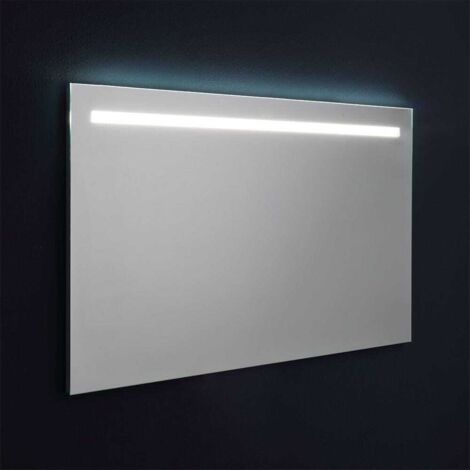 Kiamami Valentina – Miroir lumineux de salle de bain 120x70 cm – Rétroéclairage LED supérieur – Température de couleur 4200K – IP44 pour humidité