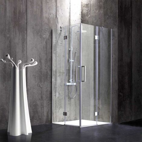 Kiamami Valentina – Paroi de douche 70x70 cm en verre trempé 6 mm – Cabine carrée sans structure – Ouvertures battantes – Installation réversible