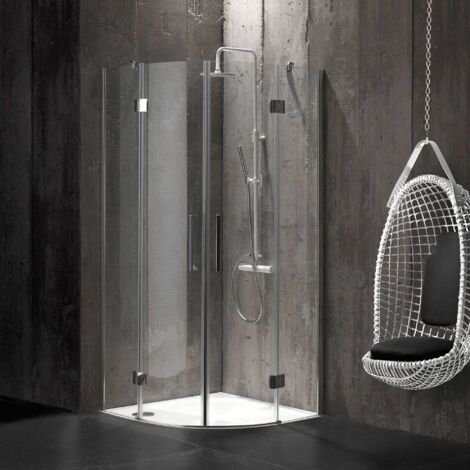 Kiamami Valentina – Paroi de douche carrée 80x80 cm – Verre trempé 6 mm – Installation réversible – Portes battantes avec fermeture magnétique – Profilés sans structure