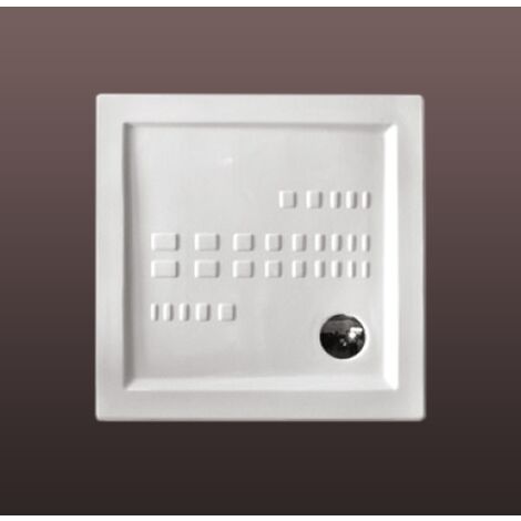 Kiamami Valentina – Receveur de douche à poser 90x90 cm – Extra plat 5,5 cm – Céramique émaillée antidérapante – Design moderne géométrique